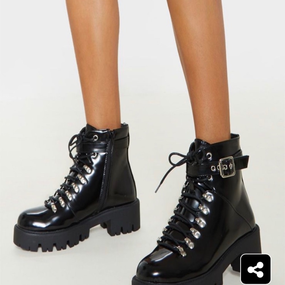 Black Lace Up Hiker Boots